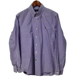 RALPH LAUREN Men’s Button-Down Purple-White Gingham Casual Dress Shirt | L